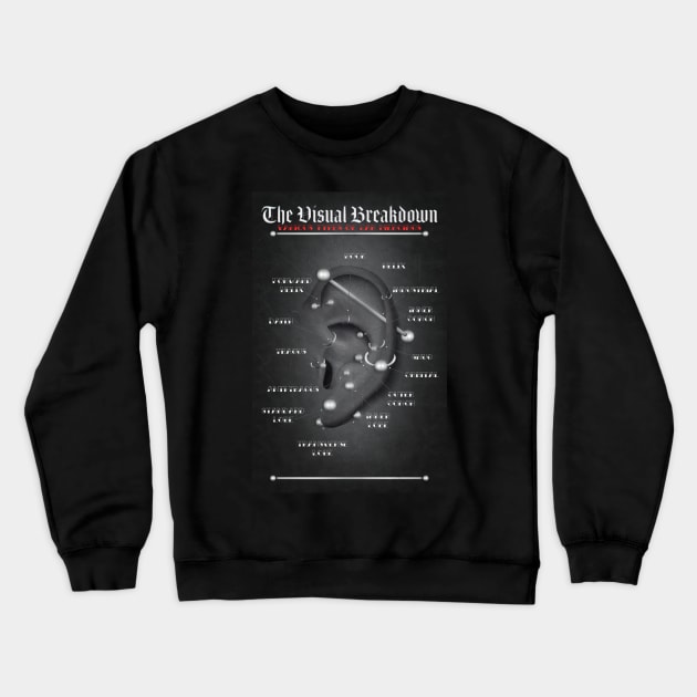 Grunge Ear Piercing Chart Crewneck Sweatshirt by Jarrodjvandenberg